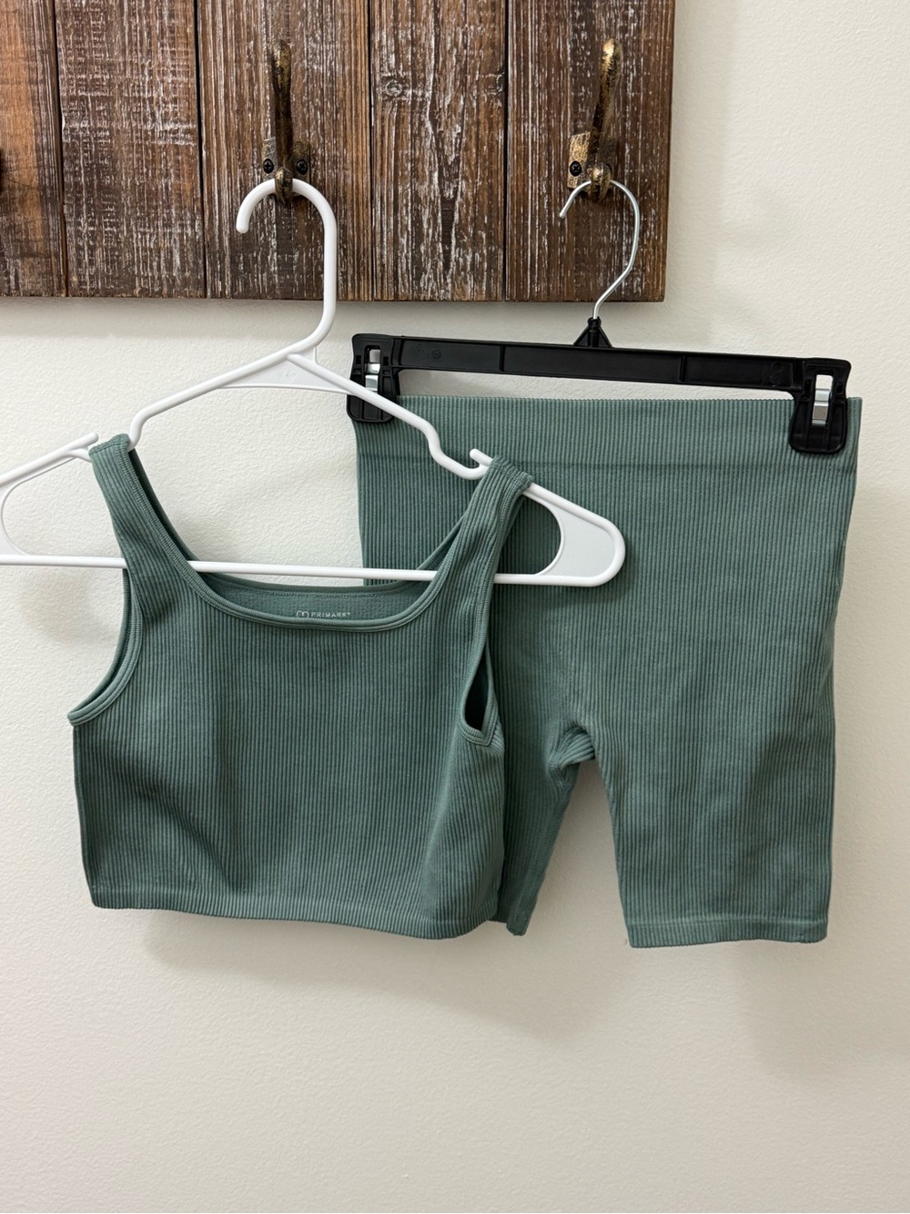 Primark sage green ribbed activewear set